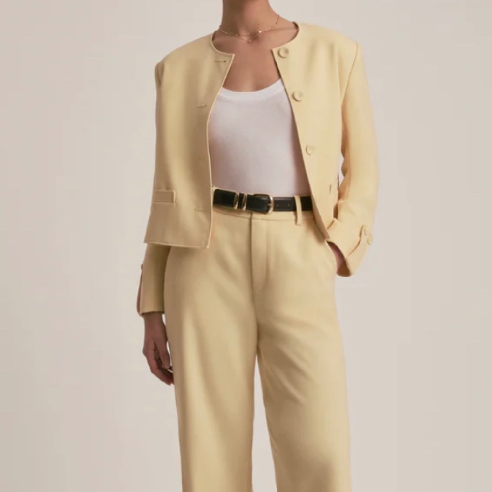 NWT Favorite Daughter Pale Yellow Cropped Blazer